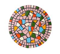 MEYINGOU Decorative Garden Stone Stepping Stone, Stepping Garden Stones Kids Outdoor Mosaic Stepping Stone 12"/13"/15", Round Mosaic Tiles for Garden Stepping Yard Stones(Pink,30cm (12"))