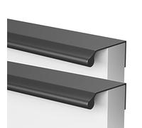 MEYINGOU Hidden Handles, Black Cupboard Drawer Pull 2 Pcs Bedroom Wardrobe Handles Invisible Kitchen Cabinet Handle, Aluminum Alloy(Length 300mm)