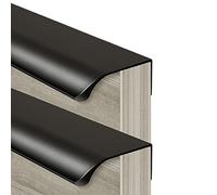 MEYINGOU Hidden Handles, Black Drawer Pull Handles 2 Pcs Cabinet Door Handles Kitchen Cupboard Handle Pulls, Aluminum Alloy(Length 400mm)