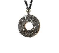MEYINGOU Jade Pendant Chinese Style Pendant Necklace, Natural Obsidian Stone Dragon Jewelry Good Luck Beaded Pendant Necklace