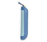 MEYINGOU Leather Pen Case Storage Holder, Patchwork Leather Pen Pouch Signature Pen Stationery Protective Pouch Student Business Portable Pencil Pouch Curved Zip Pen Pouch