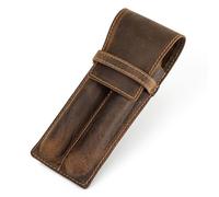 MEYINGOU Leather Pen Case Storage Holder, Vintage Leather Pencil Pouch 1pcs 2pcs 3pcs Handmade Personalised Creative Student Pen Case Coffee(M)
