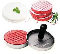 Meykers Burger Press 100 Patty Papers Set | Non-Stick Hamburger Mold with Free Wax Patty Paper Sheets | Meat Beef Cheese Veggie Burger Maker for Grill Griddle BBQ Barbecue | BPA Free