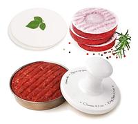 Meykers Burger Press 5" Hamburger Press Patty Maker | Patty Press Burger Mold Ring | with 100 Patty Papers | Porcelain Smasher Stainless Steel Shaper Smash for Meat Beyond Veggie Turkey Vegan Beef