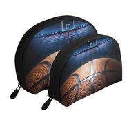 Meymuise Clutch Pouch, Basketball Arena | Makeup Bags Coin Pouch Set Shell Shape Cosmetic Bag with Pockets, Toiletry Handbag for Daily Travel Lipstick Keys