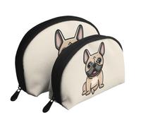 Meymuise Clutch Pouch, French Bulldog | Makeup Bags Coin Pouch Set Shell Shape Cosmetic Bag with Pockets, Toiletry Handbag for Daily Travel Lipstick Keys