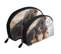 Meymuise Clutch Pouch, German Shepherd Puppies Print | Makeup Bags Coin Pouch Set Shell Shape Cosmetic Bag with Pockets, Toiletry Handbag for Daily Travel Lipstick Keys