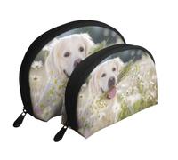 Meymuise Clutch Pouch, Golden Retriever (2) | Makeup Bags Coin Pouch Set Shell Shape Cosmetic Bag with Pockets, Toiletry Handbag for Daily Travel Lipstick Keys