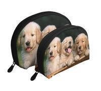 Meymuise Clutch Pouch, Golden Retriever Dogs Puppies Pets Printed | Makeup Bags Coin Pouch Set Shell Shape Cosmetic Bag with Pockets, Toiletry Handbag for Daily Travel Lipstick Keys