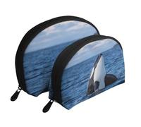 Meymuise Clutch Pouch, Killer Whales Orca | Makeup Bags Coin Pouch Set Shell Shape Cosmetic Bag with Pockets, Toiletry Handbag for Daily Travel Lipstick Keys