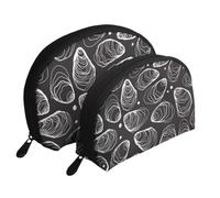 Meymuise Clutch Pouch, Large Oyster Pearl Hand Drawn Line Nature Oyster | Makeup Bags Coin Pouch Set Shell Shape Cosmetic Bag with Pockets, Toiletry Handbag for Daily Travel Lipstick Keys
