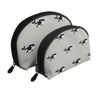 Meymuise Clutch Pouch, Orca Whale Seamless Pattern Cartoon Style | Makeup Bags Coin Pouch Set Shell Shape Cosmetic Bag with Pockets, Toiletry Handbag for Daily Travel Lipstick Keys