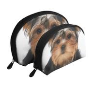 Meymuise Clutch Pouch, Yorkshire Terrier Lies On White | Makeup Bags Coin Pouch Set Shell Shape Cosmetic Bag with Pockets, Toiletry Handbag for Daily Travel Lipstick Keys