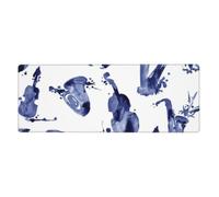 Meymuise Desk Mats, Blues Saxophone Piano Cello Bass | 31.5x11.8 in Extended Large Mouse Pad with Stitched Edges, Anti-Slip Rubber Base Computer Keyboard Protector for Home Officet