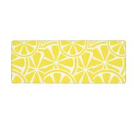 Meymuise Desk Mats, Lemon Slice Yellow | 31.5x11.8 in Extended Large Mouse Pad with Stitched Edges, Anti-Slip Rubber Base Computer Keyboard Protector for Home Officet
