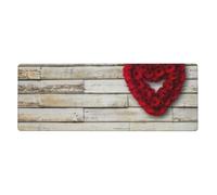 Meymuise Desk Mats, Red Heart-Shaped Roses Printed | 31.5x11.8 in Extended Large Mouse Pad with Stitched Edges, Anti-Slip Rubber Base Computer Keyboard Protector for Home Officet