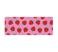 Meymuise Desk Mats, Strawberries Heart | 31.5x11.8 in Extended Large Mouse Pad with Stitched Edges, Anti-Slip Rubber Base Computer Keyboard Protector for Home Officet
