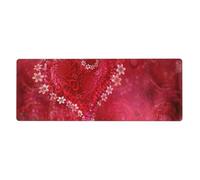 Meymuise Desk Mats, Valentine Day Heart Flower | 31.5x11.8 in Extended Large Mouse Pad with Stitched Edges, Anti-Slip Rubber Base Computer Keyboard Protector for Home Officet