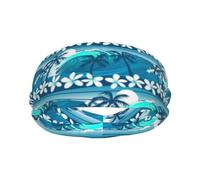Meymuise Fashion Headband, Blue Tropical Surfing With Palm Trees | Soft Moisture Wicking Sweatband for Women & Men, Lightweight Wide Breathable Bandanas for Workout Sports Yoga Gym