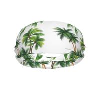 Meymuise Fashion Headband, Coconut Palm Tree | Soft Moisture Wicking Sweatband for Women & Men, Lightweight Wide Breathable Bandanas for Workout Sports Yoga Gym