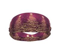 Meymuise Fashion Headband, Elegant Christmas Sparkling Trees Pink Purple | Soft Moisture Wicking Sweatband for Women & Men, Lightweight Wide Breathable Bandanas for Workout Sports Yoga Gym