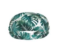 Meymuise Fashion Headband, Tropical Jungle Palm Leaf | Soft Moisture Wicking Sweatband for Women & Men, Lightweight Wide Breathable Bandanas for Workout Sports Yoga Gym