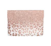 Meymuise Laptop Sleeve, Trendy Faux Rose Gold Glitter Ombre Leopard