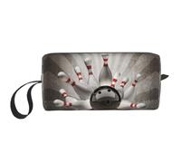 Meymuise Makeup Bag, Bowling Ball Sport Vintage | Compact Multi-Purpose Zippered Padded Travel Pouch with Handle, Storage Organizer for Tech Accessories, Trip Work & Daily Use