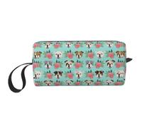 Meymuise Makeup Bag, English Bulldog Faces Vintage Florals | Compact Multi-Purpose Zippered Padded Travel Pouch with Handle, Storage Organizer for Tech Accessories, Trip Work & Daily Use