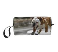 Meymuise Makeup Bag, English Bulldogs Bokeh Skateboard Pets English | Compact Multi-Purpose Zippered Padded Travel Pouch with Handle, Storage Organizer for Tech Accessories, Trip Work & Daily Use
