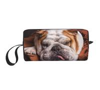 Meymuise Makeup Bag, English Bulldogs Muzzle Pets Sleeping Dogs | Compact Multi-Purpose Zippered Padded Travel Pouch with Handle, Storage Organizer for Tech Accessories, Trip Work & Daily Use