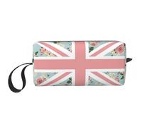 Meymuise Makeup Bag, English Roses Union Jack Flag | Compact Multi-Purpose Zippered Padded Travel Pouch with Handle, Storage Organizer for Tech Accessories, Trip Work & Daily Use