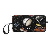 Meymuise Makeup Bag, Jazz Collection Black Drum | Compact Multi-Purpose Zippered Padded Travel Pouch with Handle, Storage Organizer for Tech Accessories, Trip Work & Daily Use