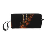 Meymuise Makeup Bag, Jazz Guitar | Compact Multi-Purpose Zippered Padded Travel Pouch with Handle, Storage Organizer for Tech Accessories, Trip Work & Daily Use