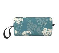 Meymuise Makeup Bag, Luxury Cute Leaves Print | Compact Multi-Purpose Zippered Padded Travel Pouch with Handle, Storage Organizer for Tech Accessories, Trip Work & Daily Use