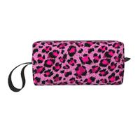 Meymuise Makeup Bag, Luxury Pink Leopard Beauty Fashion | Compact Multi-Purpose Zippered Padded Travel Pouch with Handle, Storage Organizer for Tech Accessories, Trip Work & Daily Use