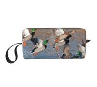Meymuise Makeup Bag, Mallards Duck Hunting Mallard Ducks | Compact Multi-Purpose Zippered Padded Travel Pouch with Handle, Storage Organizer for Tech Accessories, Trip Work & Daily Use