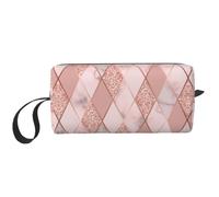 Meymuise Makeup Bag, Marble Luxury Geometric | Compact Multi-Purpose Zippered Padded Travel Pouch with Handle, Storage Organizer for Tech Accessories, Trip Work & Daily Use