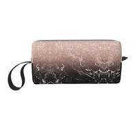 Meymuise Makeup Bag, Modern Rose Gold Black Marble Pink Glitter | Compact Multi-Purpose Zippered Padded Travel Pouch with Handle, Storage Organizer for Tech Accessories, Trip Work & Daily Use