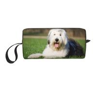 Meymuise Makeup Bag, Old English Sheepdog Dog | Compact Multi-Purpose Zippered Padded Travel Pouch with Handle, Storage Organizer for Tech Accessories, Trip Work & Daily Use