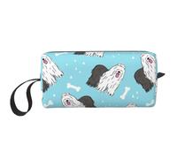 Meymuise Makeup Bag, Old English Sheepdog Pattern | Compact Multi-Purpose Zippered Padded Travel Pouch with Handle, Storage Organizer for Tech Accessories, Trip Work & Daily Use