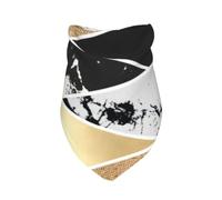 Meymuise Pet Bandana, Modern Gold Black White Glitter Marble Geometric Art