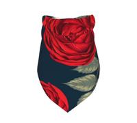 Meymuise Pet Bandana, Red Roses Flowers | Breathable Scarf Fashion Neckerchief Soft Triangle Bib for Dogs and Cats, Gifts Wear Holiday Parties Daily Grooming