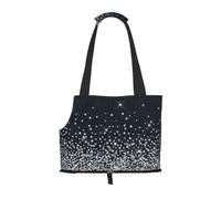 Meymuise Pet Carrier, Black Silver Glitter Diamond Sparkly | Collapsible Dog Tote Bag, Soft Sided Cat Crate Purse with Side Window, Portable Puppy Travel Handbag for Outdoor Walking