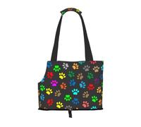 Meymuise Pet Carrier, Color Animal Paws Print | Collapsible Dog Tote Bag, Soft Sided Cat Crate Purse with Side Window, Portable Puppy Travel Handbag for Outdoor Walking