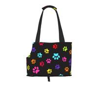 Meymuise Pet Carrier, Colorful Dog Cat Paws Print | Collapsible Dog Tote Bag, Soft Sided Cat Crate Purse with Side Window, Portable Puppy Travel Handbag for Outdoor Walking
