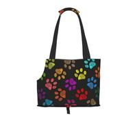 Meymuise Pet Carrier, Colorful Dog Paws Rainbow Cute Pet Animal | Collapsible Dog Tote Bag, Soft Sided Cat Crate Purse with Side Window, Portable Puppy Travel Handbag for Outdoor Walking