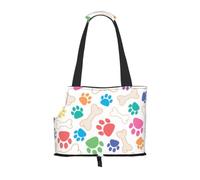 Meymuise Pet Carrier, Dog Paws And Bone | Collapsible Dog Tote Bag, Soft Sided Cat Crate Purse with Side Window, Portable Puppy Travel Handbag for Outdoor Walking