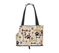 Meymuise Pet Carrier, Dog Paws And Bones | Collapsible Dog Tote Bag, Soft Sided Cat Crate Purse with Side Window, Portable Puppy Travel Handbag for Outdoor Walking