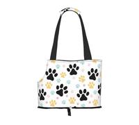 Meymuise Pet Carrier, Dog Paws Print Seamless Pattern | Collapsible Dog Tote Bag, Soft Sided Cat Crate Purse with Side Window, Portable Puppy Travel Handbag for Outdoor Walking